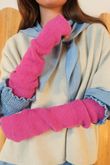 Claudia Fingerless Arm Warmer Gloves Hot Pink